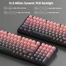 MageGee LIGHT100 Wireless Creamy Keyboard, Gasket Structure Hot Swappable, 2.4G/USB-C/BT5.0 RGB Backlit Mechanical Gaming Keyboard 8000mAh Battery, Side Printed PBT Keycap - 查看 2