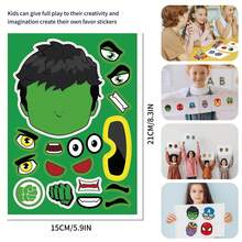 Marvel 8片/套 复仇者联盟超级英雄拼图贴纸 DIY游戏拼图益智玩具 新年礼物、情人节礼物、复活节礼物（随机款式） - 彩色 - 查看 3