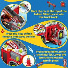 2-In-1 Transformable Fire Truck Toy For Kids Interactive Fire Engine Rescue Playset - Red - View 6