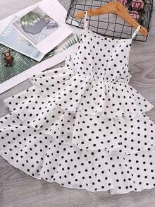 Girls' Dress With Polka Dot Print. - Blanco - Ver 3