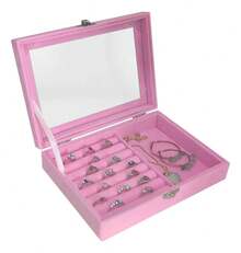 Lecute Organizador Caja Joyas Anillos Collar Aretes Joyero Alhajero - Rosa - Ver 4