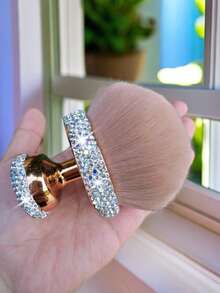 Luxury Rhinestone Powder Brush, High-Quality Nail Art Dust Brush, Fashionable Gold Makeup Powder Brush - Multicolor - View 3