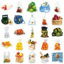 50 Pcs Bagged Realistic Fruit & Vegetable Stickers - Creative Graffiti Decor For Fridges, Cars, Phones & Journals Scrapbook Supplies Stationery Funny Stickers Kindle - 50PCS - View 3