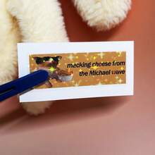 OZLICE Macking Cheese From The Michael Wave" Funny Cat Meme Sticker, Cursed Low Res Kitty Vinyl Decal, Internet Humor Gen Z Gift, Waterproof Laptop Phone Case Decor, Viral Social Media Art - Light Film - View 12