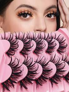 5 Pairs Of False Eyelash Sets - Black Stem+8D Fluffy, Achieving Soft And Vivid Prickle Effect, Perfectly Matching The Makeup Of The Character - View 7