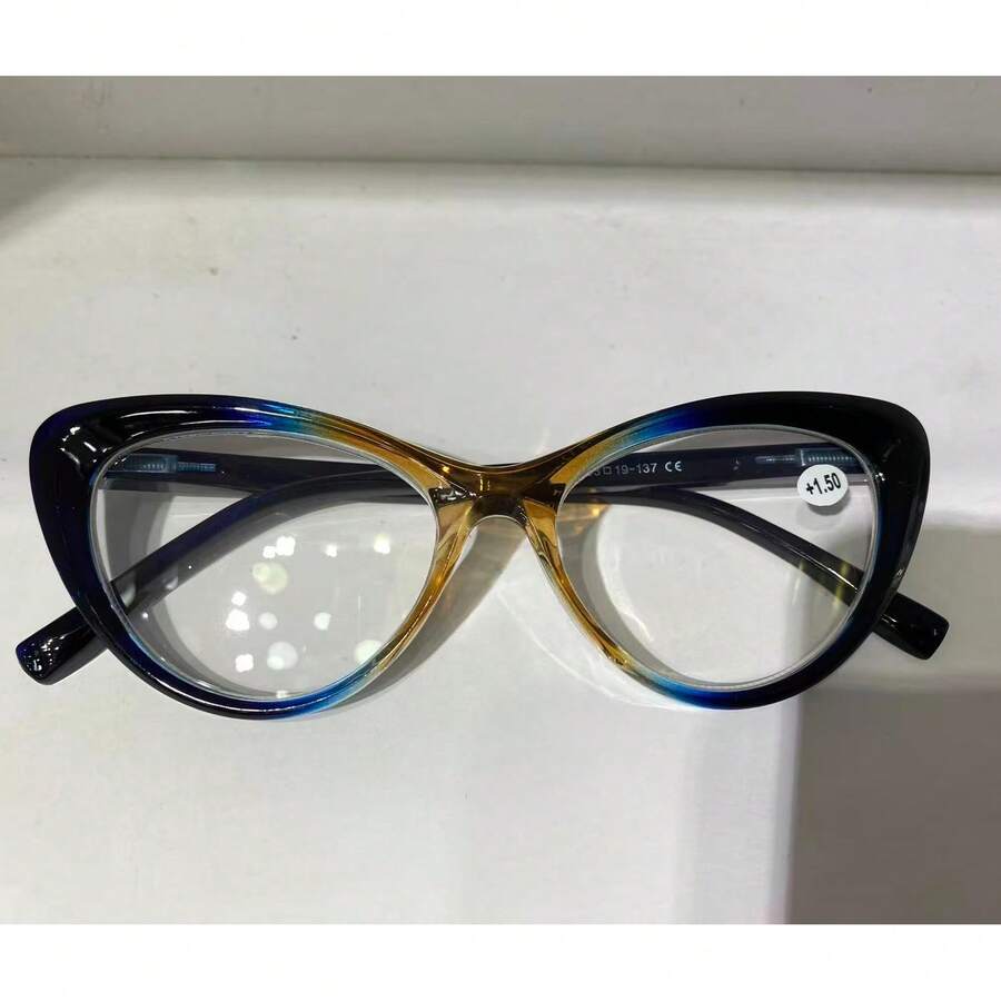 Eyeglasses For Reading, Near Vision, 2171 Cat-Eye Oval Style, Women's - azul dourado - Xem 1