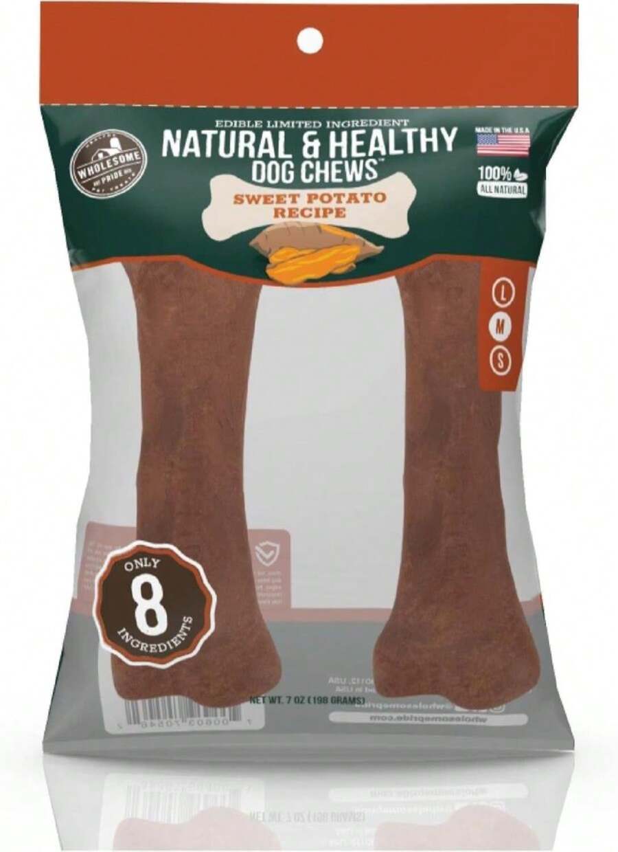 Wholesome Pride Natural &Amp; Healthy Sweet Potato Highly Digestible Dog Chews, USA Made, Medium - 2 Pack - ColorC - 查看 1