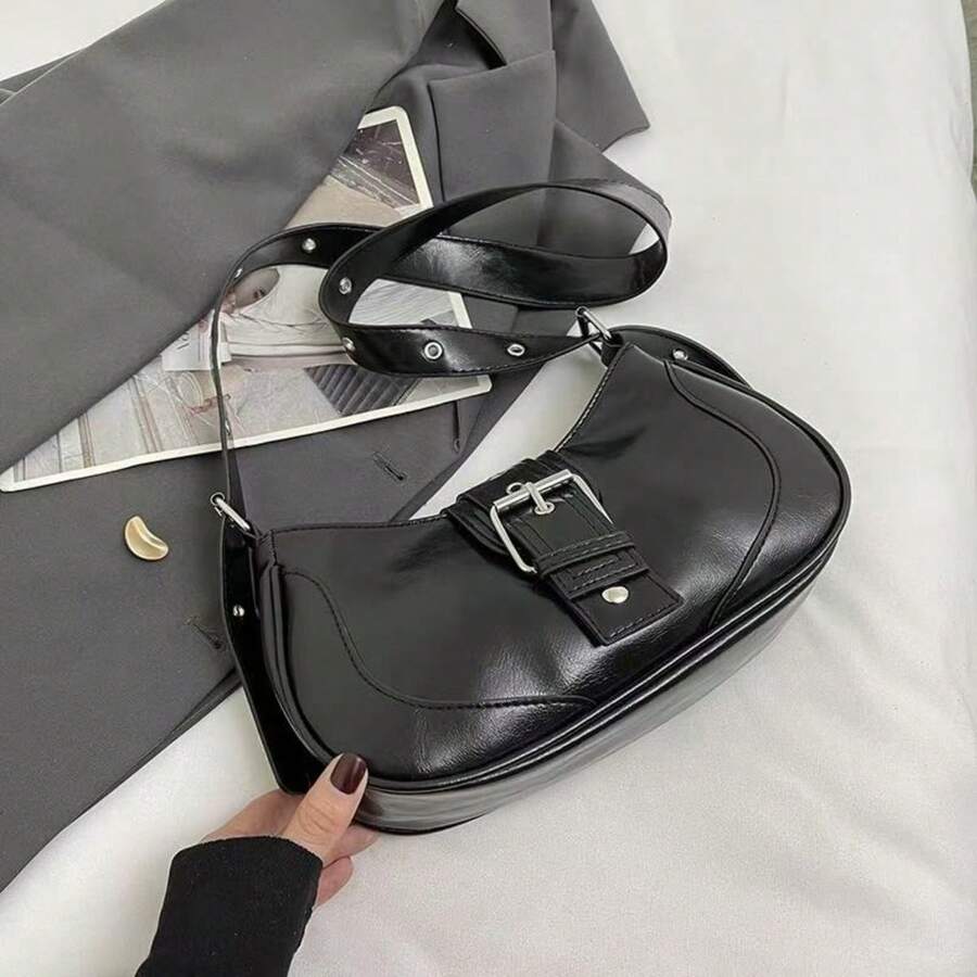 Women's Multipurpose Crossbody Shoulder Bag, Stylish, Elegant, Retro, Adjustable Strap - màu đen - Xem 1