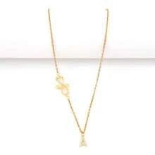 1pc Minimalist Infinity Symbol & Letter Stainless Steel Necklace For Women - Yellow Gold - View 3