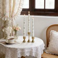 2支欧式印花长蜡烛，植物印花长蜡烛，9.84英寸长香氛蜡烛，无烟大豆蜡烛，适用于餐厅、酒店、客厅、卧室 - 2pcs - 查看 5