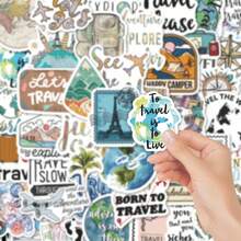 50张世界旅行卡通涂鸦贴纸，防水DIY贴纸，适用于手机、杯子、行李箱、剪贴簿等文具用品，趣味贴纸，Kindle适用 - 50PCS - 查看 2