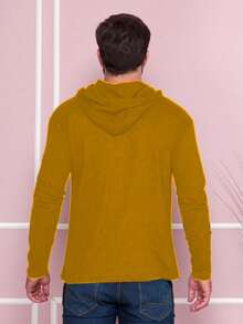 Men's Long-Sleeved Shirt With Hood - Mustard Yellow - View 2