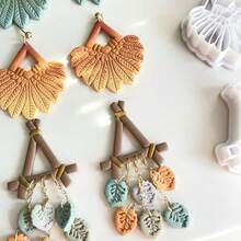 波西米亚风浪漫花卉粘土模具套装，高精度软陶陶瓷模具，手工工具，适合DIY粘土首饰 - 白色 - 查看 2