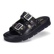 Women's Sandal, Flat Shoe, Rhinestone Papete, Fashionable, Comfortable, 052-040 - 黑色 - 查看 2
