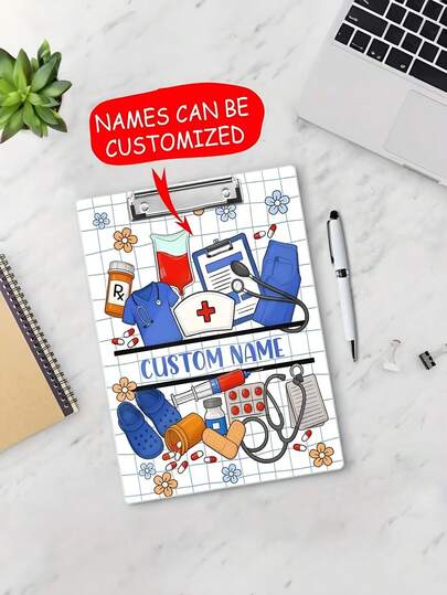 1pc Customize Nurse Acrylic Clamp, Personalized Nurse Clipboard With Name, Custom Nurse Paper Holder, Nurse Graduation Gift For Medical Assistant, Nurse Gift, RN NICU Nurse School Acrylic Clipboard, Suitable For Nurses, Midwives, And Midwives - Nurse Graduation Gift, Customizable Design - Including Stethoscopes, Medical Symbols, And Floral Decorations - Perfect For Office Or Home Use, Nurse Gift, Nurse Enthusiast, Custom Nurse'S Day Clipboard,Desk Supplies Office,Personalized Gifts