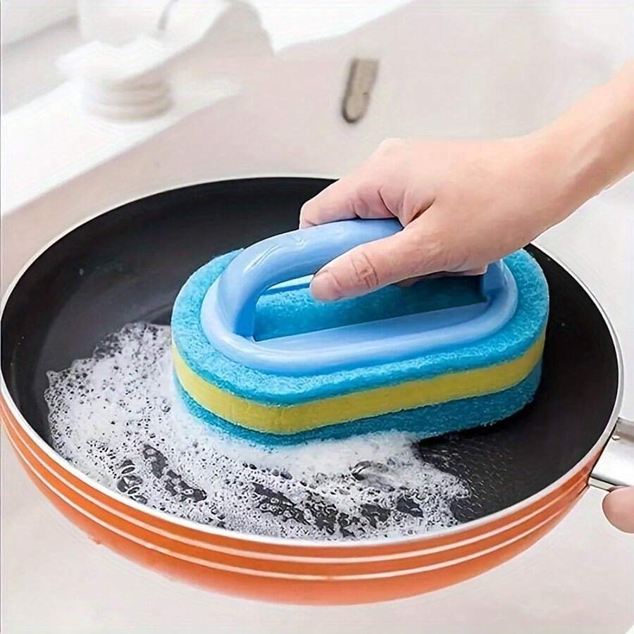 1pc Bathroom Cleaning Brush, Scrub Bathtub, Sink, Tile, Floor With Handle And Sponge