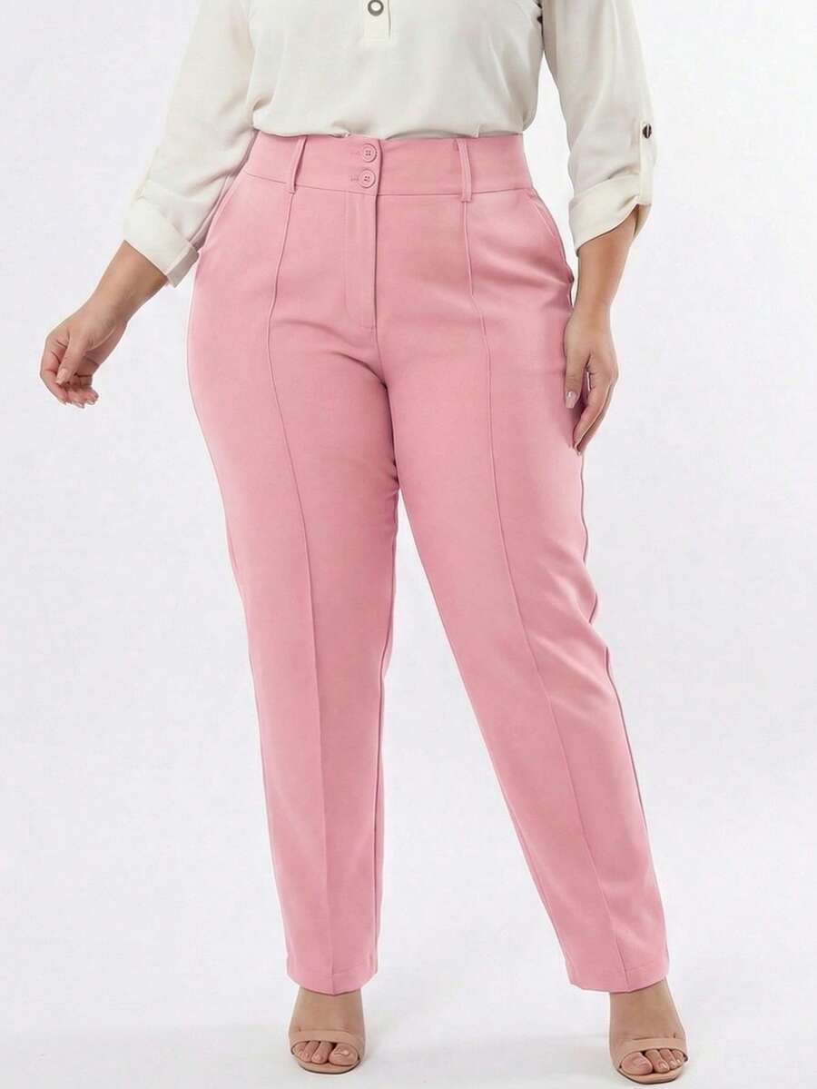 Plus Size Tailored Dress Pants - Rosa - Ver 1