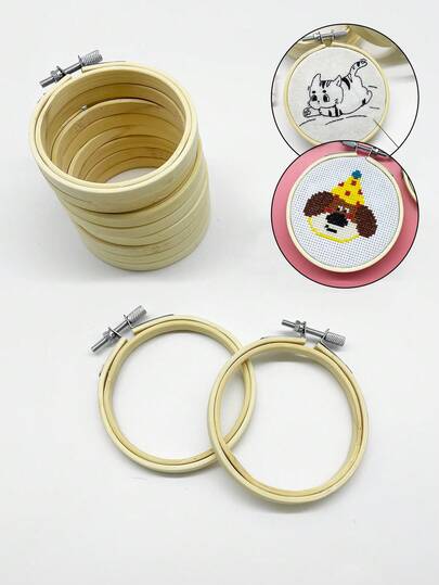 Bộ 10 khung thêu tre mini, đường kính 8cm/3.54", khung thêu tròn nhỏ, dễ điều chỉnh, thích hợp để làm phụ kiện ba lô, trang trí hành lý, trang trí bàn làm việc, quà tặng thủ công.