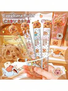 1pc/Random Plastic Cute Capybara Cartoon Ruler - Ideal For School And Office Use - Unique Gift Idea - Perfect Back To School Gift - Multicolor - View 2