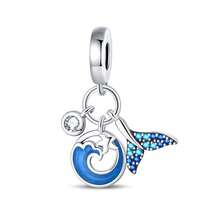 1pc 925 Silver-Plated Ocean Series Small Ship Binoculars With Starfish, Fish Tail Waves With Cubic Zirconia Diamonds, Sea Fish And Sea Turtle Robots, Glowing Jellyfish, Ship Steering Wheel, Whale, Shell, Starfish, Seahorse, Compass, Ship, Starfish DIY Quality Charms, DIY Creative Bracelet, Summer Ocean Romance, Exquisite Birthday, Valentine's Day And Other Holiday Gifts - Multicolor - View 16