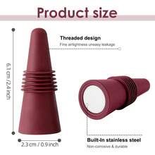 2 nút đậy chai rượu vang/sâm panh bằng silicon đế thép không gỉ, dụng cụ bảo quản rượu vang - Nhiều màu - Xem 5