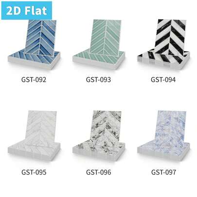 10pcs 2D Flat Self-Adhesive Wall Stickers, Removable, Easy To Apply, Multi-Color Herringbone Mosaic Pattern, Suitable For Kitchen Backsplash, Living Room, Bathroom, Bedroom And Other Home Decor Renovation, 17x23cm