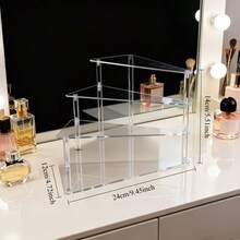 3/4 Tier Transparent Acrylic Tiered Makeup Organizer, Multi-Functional Perfume & Cosmetics Display Shelf, Vanity Dresser Storage Rack - Clear - View 7