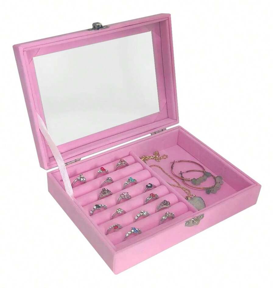 Lecute Organizador Caja Joyas Anillos Collar Aretes Joyero Alhajero - Rosa - Ver 1