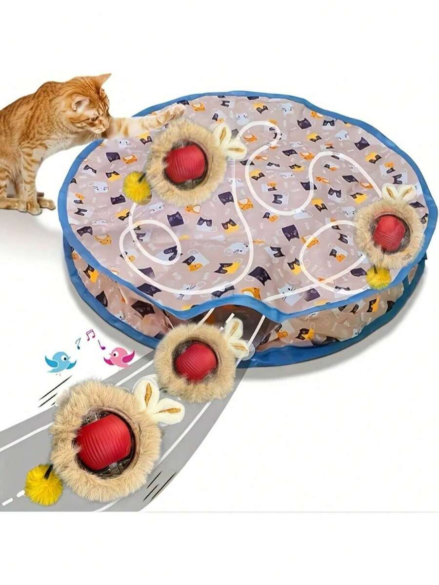 1 Set Rechargeable Pet Interactive Toys, Cat/Dog Hidden Seek Rolling Ball Toy Combo - For Exercise And Entertainment - USB/Battery Powered Multiple Covers And Fast Movement - Durable Thermoplastic Rubber Material