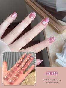 Semi Cured Gel Nail Strips, 20Pcs Long Lasting Salon Quality Wraps, Easy Apply & Remove Gel Nail Stickers With UV Light - Baby Pink - View 1