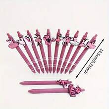5/10pcs Random Style Ballet Girl Series Retractable Ballpoint Pens, Random Style, Fashionable Black Neutral Pens, Office & School Supplies, Classroom Rewards, Holiday Party Favors - Sets - View 6