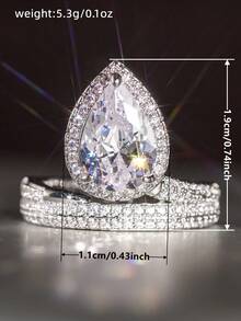 1 pièce Bague en cubic zirconia cubique jolie pour femmes pour mariage, fiançailles, anniversaire, fête, bijoux, cadeau de la Saint-Valentin - 1# - Voir 6