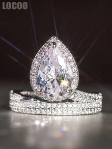 1 pièce Bague en cubic zirconia cubique jolie pour femmes pour mariage, fiançailles, anniversaire, fête, bijoux, cadeau de la Saint-Valentin - 1# - Voir 11