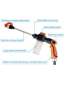 Expandable Garden Hose, Retractable Design, With Long Handle Foam Gun, Multi-Mode, Gardening Tool - C - View 6