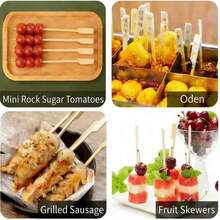 高品质竹签，带手柄，经久耐用，不易折断，精细加工，表面光滑，适用于水果串、炸串、辣火锅、烧烤、香肠、餐厅、火锅等。 - 多色 - 查看 3