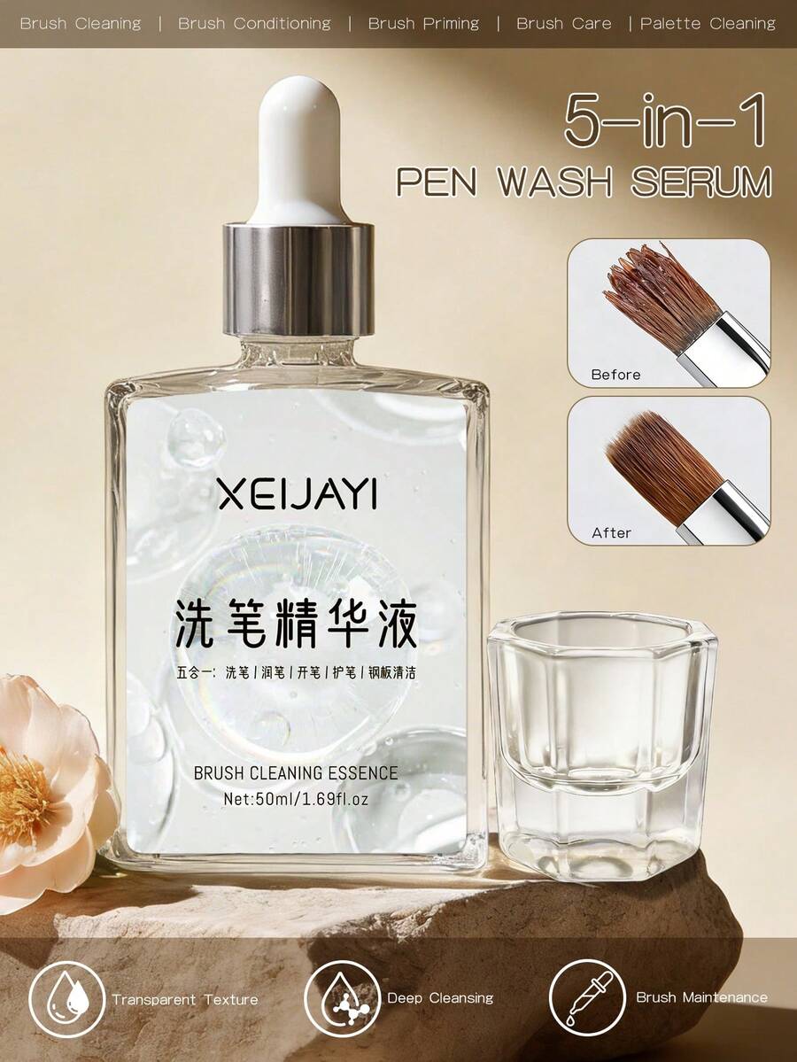 XEIJAYI 1 Bottle 50ml Acrylic Nail Brush Cleaner, Nail Gel Brush Cleaning Liquid, Acrylic Brush Cleaner For Nail Technicians, Nail Polish Remover, Nail Salon DIY Tool Cleaning Solution - 50ml Brush Cleaner - View 1