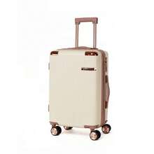 Carry-On Suitcase For Domestic And International Travel, 4 Double Wheels, 360° Rotating Lock, Built-In Padlock - Beis - Ver 7