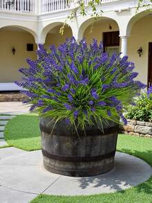 8 pièces Vigne pendante en plastique artificiel de lavande violette et de feuilles vertes, résistante aux UV, convient pour la maison, le jardin, le mariage, la fête, la décoration douce de la maison, l'ornement de suspension intérieur et extérieur - Vert - Voir 2