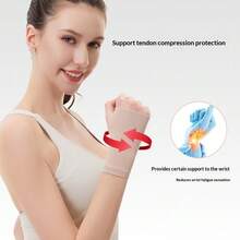 1pc Knitted Elastic Compression Wrist Brace, Sports Palm Protector, Breathable 4-Way Stretch Compression Wrist Wrap, Suitable For Badminton And Mouse Hand - Multicolor - View 1