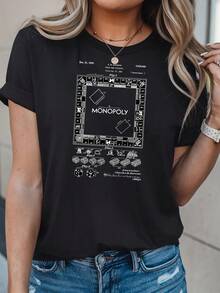 Monopoly Patent Art T-Shirt. Classic Board Game Shirt. , White Or Gray NEW - 黑色 - 查看 1