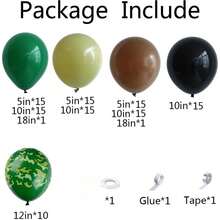 120pcs Jungle Camouflage Themed Balloon Arch Set, Includes Dark Green, Brown, Grey-Green, And Black Camouflage Printed Latex Balloons, Perfect For Birthday Parties, Military Events, And Jungle Camouflage Hunting-Themed Decorations. - View 3