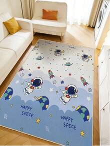 1PC Cartoon Astronaut Alfombra Infantil Living Room Decoration Carpet, Area Rug, Suitable For Hall, Bedroom Rug, Bedroom Rug, Kitchen, Dining Room, Office, Room Decoration And Doormat. Suitable For All Seasons Of Spring, Summer, Autumn, Winter. Plush Material, Soft And Comfortable To Touch, Easy To Care, Non-Slip Backing, Machine Washable. The Thickness Of The Carpet Is 0.5mm - Multicolor - View 4