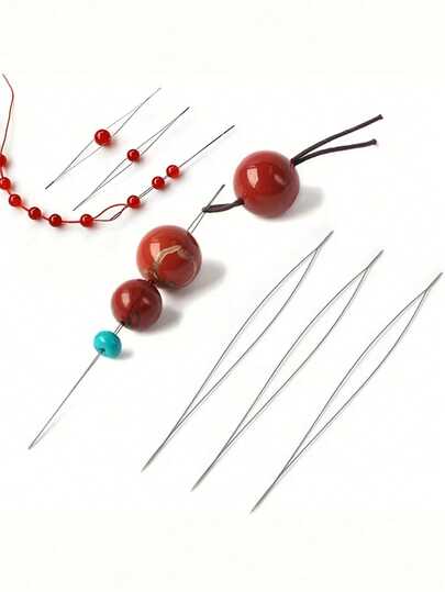 5/15/50PCS Of Stainless Steel Beading Needles, Open Needles, Large Eye Needles Set. High-Quality, Color-Retaining, Flexible Needles With A Storage Tube. Essential Accessories And Tools For Assisting In Making Beaded DIY Bracelets, Necklaces And Jewelry.