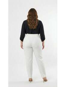 Plus Size Tailored Dress Pants - Blanco - Ver 3