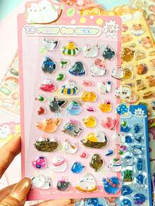 High-Quality 3D Cute Stickers, Fun Shiny Embossed Decoration, Three-Dimensional Fun Japanese Anime Stickers, Crystal Stickers, With A Solid Texture, Exquisite Solid Shape, Self-Adhesive Waterproof Non-Stick Decorative Stickers - Multicolor - View 13