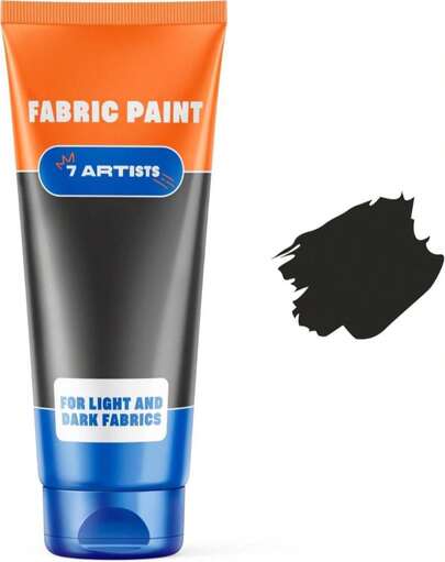 Black Fabric Paint 2 Fl. Oz Tube U2013 Permanent Fabric Paint Black For Clothes | Textile Clothing Paints For Cotton And Synthethic Fabrics, Furniture Upholstery, Shoes, Sneakers, T-Shirt, Tote Bags