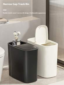 12-Liter Stylish Black Trash Can (One-Touch Push-Button Lid) Features A One-Touch (Push-Button) Lid, Silent Closing, And Odor-Proof Sealing Design. Constructed From Durable Plastic With A Sturdy Build, It Is Powder-Coated For Easy Cleaning And Maintenance. Its Space-Saving Elliptical Design Combines Modern Aesthetics, Making It Suitable For Homes, Bedrooms, Kitchens, Bathrooms, Laundry Rooms, Children's Rooms, Dormitories, Offices, And Commercial Spaces. This Compact Trash Can Serves As Both A Practical Waste Management Solution And A Decorative Office Supply - 純色垃圾桶 - 查看 3