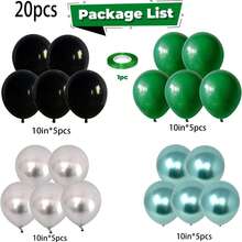 50/20pcs 10-Inch Green, Black, Silver Helium Balloons, Jungle/ Theme Graduation Party Decorations - A-1 - 查看 3