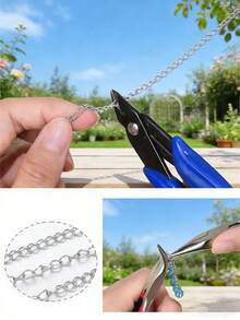 1/3/5/10/100m Cadena de acero inoxidable plateado pulido, adecuada para hacer accesorios de joyería DIY (1/3/5/10m, sin enrollar) 100m enrollada - Plateado - Ver 9