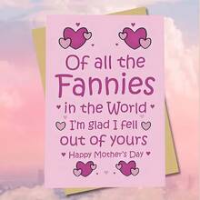 Funny Mother's Day Greeting Card With Envelope - "Among All The Moms In The World, I'm Glad I Fell From You" Humorous Design, Made Of High-Quality Paper, Perfect Gift For Mom, Celebrate Mother's Day With A Smile, Heart-Shaped Pattern Design, High-Quality Mother-Daughter's Day Card - A - View 3